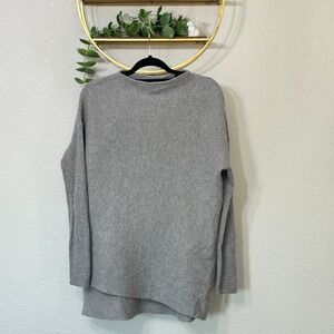 Women's Ribbed Mock Neck Pullover Sweater Grey Long Sleeve Cashmere Top